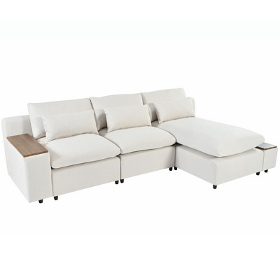 NicBex Modern 109.8" Sectional Sofa Modular L Shape Sofa Couch with 3 Pillows and Storage Space for Living Room Apartment