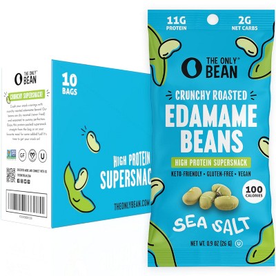 The Only Bean Crunchy Dry Roasted Edamame Snacks, Sea Salt - 0.9 Oz Bag (Pack of 10)