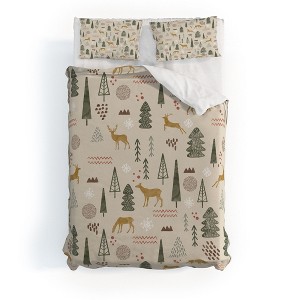 Marta Barragan Camarasa Deer Christmas forest Duvet Cover + Pillow Sham(s) - Deny Designs - 1 of 4