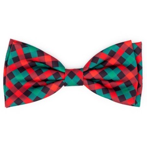 The Worthy Dog Holiday Check Bow Tie Adjustable Collar Attachment Accessory - 1 of 3