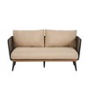 Christopher Knight Home Bobby 58" Patio Rustic Iron and Rattan Loveseat with Cushions - 2 of 4