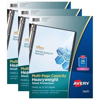 Avery® Clear Heavyweight Multi-Page Capacity Sheet Protectors, Holds 8-1/2" x 11" Sheets, Top Load, 25 Per Pack, 3 Packs
