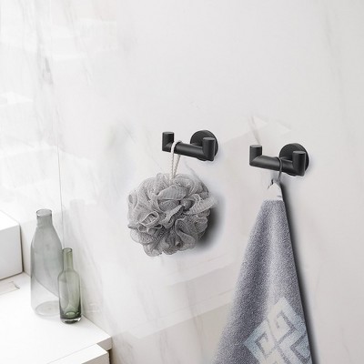Matte Black Round Double Robe and Towel Hook Set