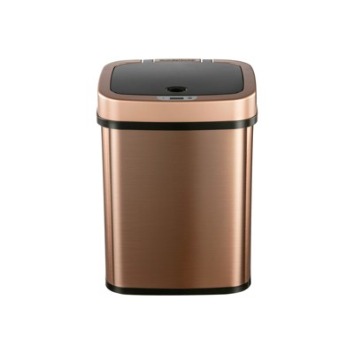 SEVOBAL Indoor Trash Cans Modern 3.2 Gallon Trash Can Touchless Sensor Motion Bin Automatic Smart Office Bedrooms Kitchen, Golden, 10.3"*7.8"*14"