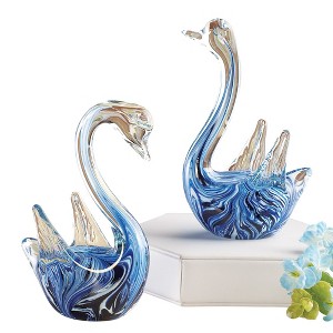 Collections Etc Glass Swan Figurines - Set of 2 3.5 X 2 X 5.5 Blue - 1 of 2