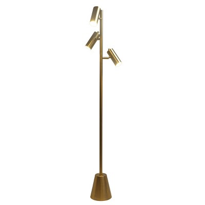 VYNXARIA 63"H Lumina Brassed Gold Floor Lamp with Rotary Switch Triple Spots Metal Cone Base