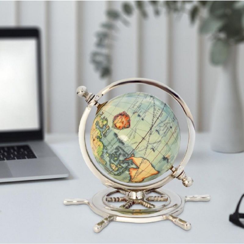 Vintiquewise Educational Decorative World Globe on Sailor Wheel for Office, Home, and School, 2 of 7