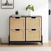 Rattan Shoe Storage Cabinet with 4 Flip Drawers, Freestanding Shoe Organizer with Adjustable Shelves for Entryway, Narrow Shoe Rack Cabinet - 3 of 4