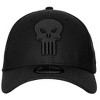 Adult The Punisher Symbol Black on Black New Era 39Thirty Fitted Hat - Medium/Large - 2 of 4