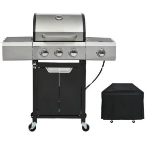 FURNIinspire Outdoor Grills, Griddles and Smokers Professional 3 Burner Gas Grill, Stainless Steel BBQ with Pizza Oven, Black, 24.21"*21.06"*20.47" - 1 of 4