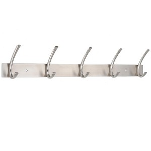 BirdRock Home Premium 5-Hook Coat and Hat Rack - Brushed Nickel Finish - 1 of 3