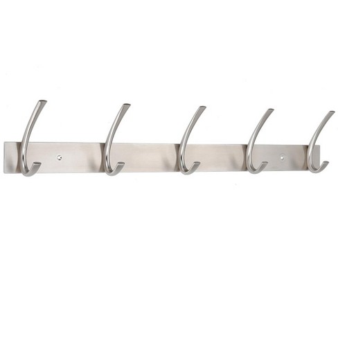 BirdRock Home Premium 5 Hook Coat and Hat Rack Brushed Nickel Finish