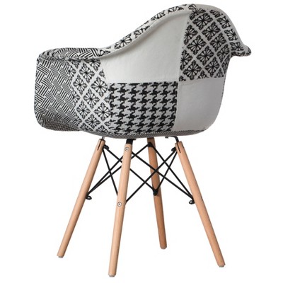 Black and White Patchwork Beech Wood Dining Chair Set
