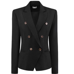 Hobemty Women's Double Breasted Long Sleeve Casual Work Suit Blazers Jacket - 1 of 4