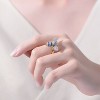 Guili Elegant Sterling Silver 14K Yellow Gold-Plated Wasp Ring with Sapphire Cubic Zirconia Pave for a Bold, Sparkling Statement. Sizes 6-8. - 3 of 3