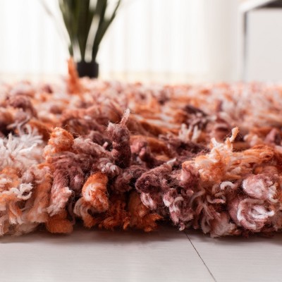 Ivory and Rust Hand-Tufted Shag Rectangular Rug 3' x 5'
