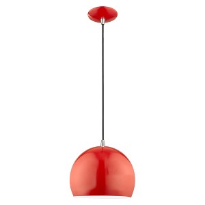 Livex Lighting Piedmont 1 - Light Pendant in  Shiny Red - 1 of 2