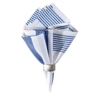 C&F Home Blue & White Cotton Reversible July Fourth Napkin Set of 6