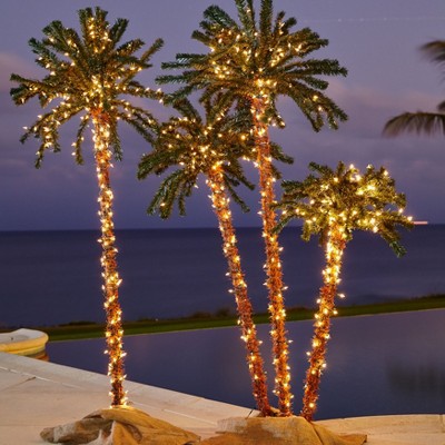 6-Foot Pre-Lit Outdoor Palm Tree with LED Lights
