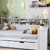 Sapphtopaz Wooden Daybed with Storage Shelves 2-Drawers Storage Study Desk Multi-functional Bedroom Furniture - 4 of 4
