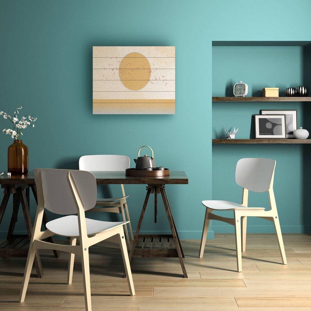 Photos - Other Decoration Trademark Fine Art 18"x22" Fadil Roze Golden Sun Wood Slat Art: Modern Hardwood Wall Sign Panel, No Battery Required