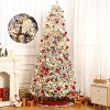 Slim Christmas Tree Pre-lit 7.5 Ft, Skinny Christmas Tree with 300 Multicolor LED Lights, Berries Clusters, Pine Cones, Foldable Metal Base - 3 of 4