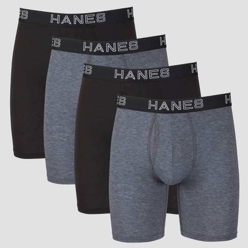 Hanes Premium Men's 3+1 Bonus Pack Long Leg Boxer Briefs - Black/gray ...