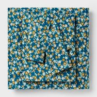 Full Cotton Blend Sateen Sheet Set Navy Floral - Room Essentials