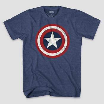 Men's Marvel Captain America Logo Short Sleeve Graphic T-Shirt - Denim Heather