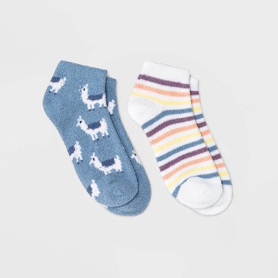 Photo 1 of  Sort of  Womens Llama Cozy 2pk Low Cut Socks - Blue 4-10  7 package 