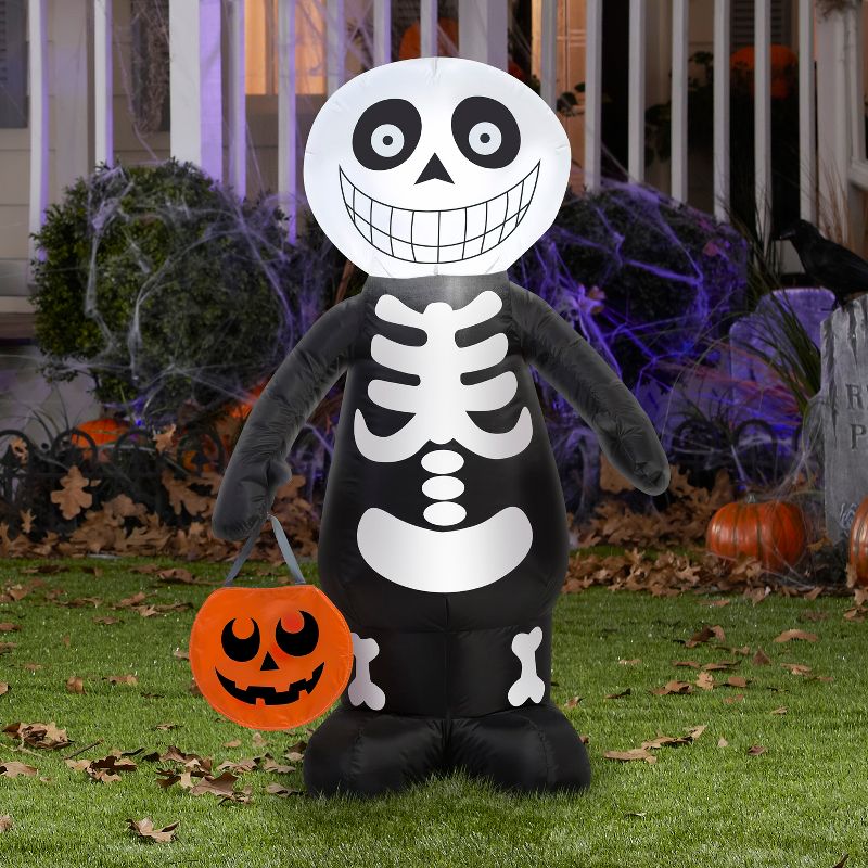 Gemmy Airblown Inflatable Skeleton Boy, 3.5 ft Tall, Multicolored, 2 of 4