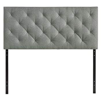 Modway Theodore Tufted Diamond Pattern Linen Fabric Upholstered Queen Headboard in Gray