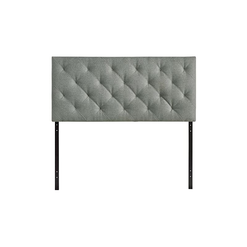 Modway Theodore Tufted Diamond Pattern Linen Fabric Upholstered Queen Headboard in Gray, 1 of 2