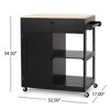 Rolling Kitchen Island, Mobile Kitchen Island With Wheels, 2 Shelves, Long Drawer, Rubber Wood Countertop, Mobile Kitchen Storage Islands - 3 of 4