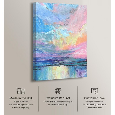 Nature's Colors Abstract Canvas Wall Art in Pastel Hues, 24" x 16"