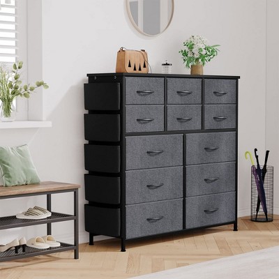 Whizmax 12 Dresser Drawer for Bedroom, Chest of Drawers, Wide Fabric Storage Drawer with Wood Tabletop for Kids Room, Closet, Hallway, Entryway