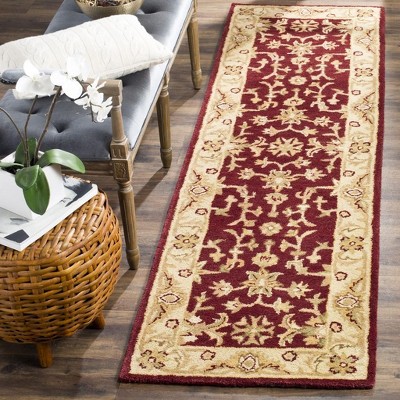 Handmade Red and Gold Wool Tufted Runner Rug, 2'3" x 12'