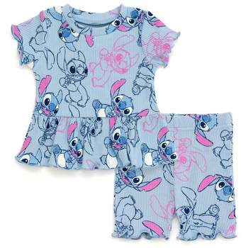 Disney Winnie the Pooh Minnie Mouse Lilo & Stitch Peplum T-Shirt and Bike Shorts Outfit Set Newborn to Big Kid
