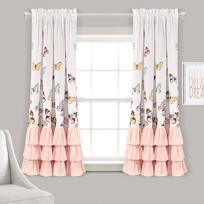 2pc 63 X52 Kids Flutter Erfly Window Curtain Set Pink Lush Décor Target