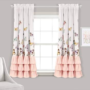 2pc Flutter Butterfly Window Curtain Set Pink - Lush Décor