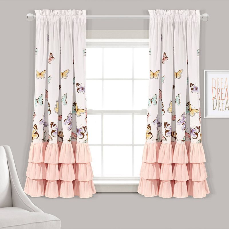 2pc Flutter Butterfly Window Curtain Set Pink - Lush Décor, 1 of 12