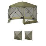CLAM Quick Set Escape 12 x 12 Foot Portable Pop Up Outdoor Camping Gazebo Canopy Shelter Tent with Carry Bag and Wind Panels (2 Pack), Green