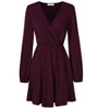 Women's Sexy V-Neck A-Line Long Sleeve Cocktail Party Basic Short Dress - 2 of 4