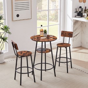 PAGED 5-Piece Bar Table Set with 4 PU Leather Bar Stools & 1 Modern Dining Table for Kitchen/Dining Room - 1 of 4