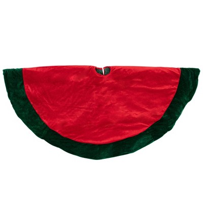 60" Red and White Velveteen Christmas Tree Skirt