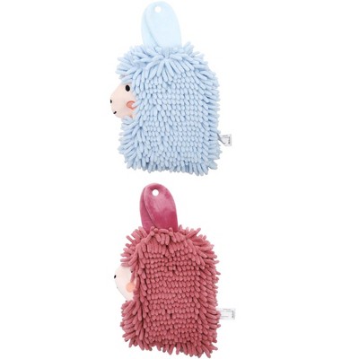 REGALWOVEN Cute Cartoon Alpaca Soft Absorbent Chenille Decorative Hand Towels 2 Pcs