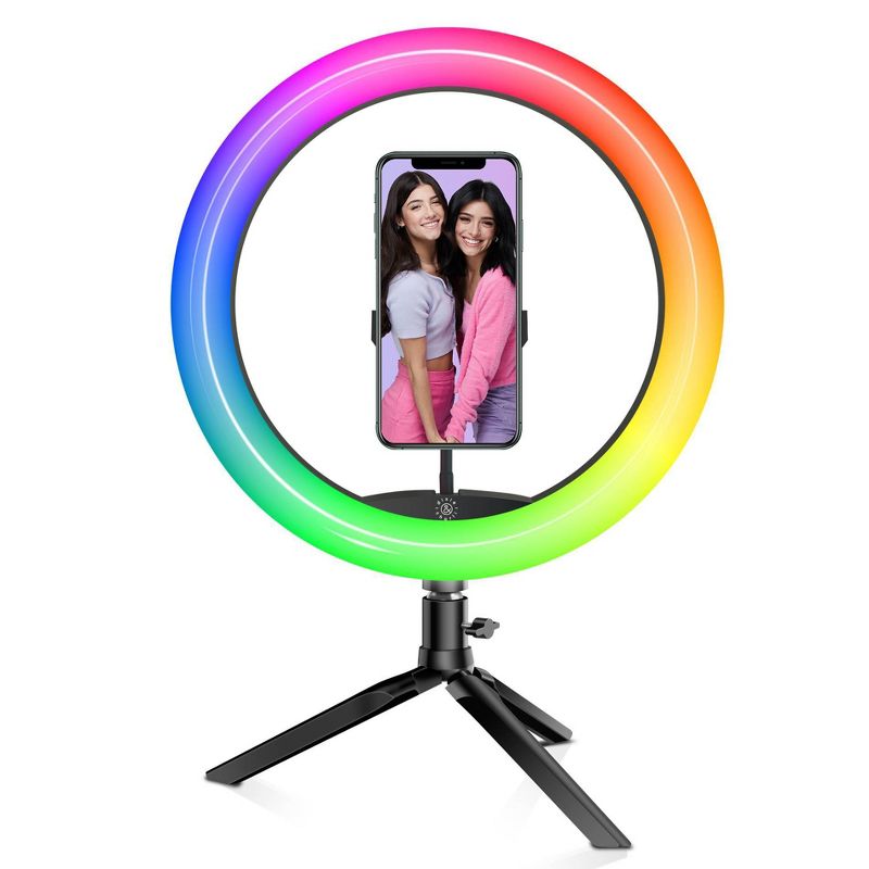 Dixie &#38; Charli 10&#34; Color LED Ring Light with Table Stand, Phone Holder and Wireless Shutter Remote - DC-RLCT-10C, 1 of 10