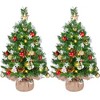Yaheetech 2Ft/3Ft Set of 2 Battery Operated Tabletop Christmas Tree with LED Lights, Green - 2 of 4