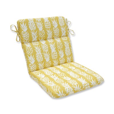 Pineapple Rounded Corners Outdoor Chair Cushion Yellow - Pillow Perfect