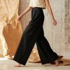 Women's High Waisted Wide Leg Pants - Cotton Linen Blend Casual Palazzo Trousers with Button Closure for Comfort & Style - 3 of 4